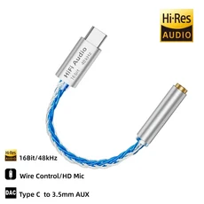 VAOLRO AB136D USB Type-C - 3.5mm 헤드폰 앰프 16비트48kHz HiFi 오디오 디코더 케이블 IEM AMP 휴대폰 어, 01 Blue