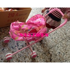 sns 古早味 懷舊童玩 嬰兒 娃娃車 小女生 推車 長寬50x24公分 娃娃眼睛會閉起來, 1個, 粉紅色