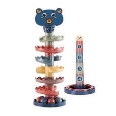 可愛小熊滾珠玩具 寶寶益智玩具 手眼協調訓練 兒童玩具, 彩色 七層投籃轉轉樂+套圈圈, 1個