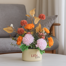 하루테 인테리어 조화 화분, 오렌지, 1개