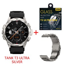 2025 오리지널 HIDAMEL TANK T3 울트라 GPS 스마트 워치 남성 견고한 스마트 시계 여성 군용 전자 방수 디지털 시계, Silver n Strap Film