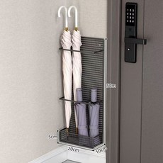 免打孔壁掛式雨傘架，門口收納神器，商用長柄傘桶置物架, 1個, 20cm黑色瀝水架