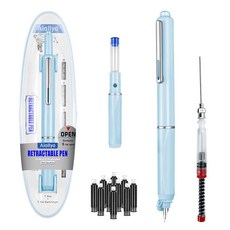 Aiallyo Clictek 만년필 세트 접이식 만년필 초미세 펜촉 블랙 잉크 펜 10개의 카트리지와 주사기 포함 슬림 펜 바디 부드러운 필기 스케치 다이어리 캘리그래, 블루