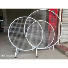 철제 파티션 네트망 전시 이동식 타공판선반 벽걸이철망 거치대, 화이트 두꺼운 원형 100cm 2개 바퀴 포함