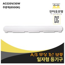 인아웃조명 LED 일자등 30W 상가 마트 창고 조리대 주방 사무실 방등, 일자등30W