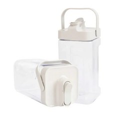 花日屋 3.5L 手提飲水壺 橫放OK 野餐 露營 冰箱收納 方便攜帶, 1個, 米(現貨)