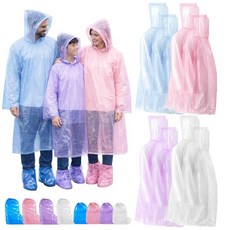 Funnysoft 20팩 일회용 레인 판초 가족 팩 방수 비상 판초 세트 성인 여행 하이킹 야외 이벤트용 XL 및 S 사이즈 포함 경량 및 컴팩트 414669, Funnysoft 20팩 일회용 레인 판초 가족 팩 방