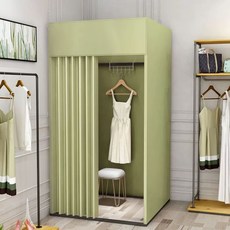 피팅룸 간이탈의실 스텐드형 이동식 옷가게 의류매장, 그린 암막 원단 대형 골드 1m 너비 2m