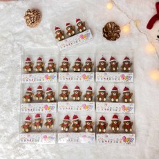 차렌시아 크리스마스 산타 곰돌이초 2color 케이크 양초 모자 장식, 브라운, 3개입, 10개