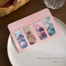 쿠쿠스토어 4Pcs 자기 북마크 예술적 디자인 모네 갤러리 마커 얇은 레트로 노트 페이지 홀더, 01 F