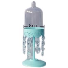 花木馬雜貨 串珠粉紅藍色高腳鐵藝蛋糕架 婚禮佈置裝飾蛋糕罩 垂墜燭台 cupcake, 藍色, 1個