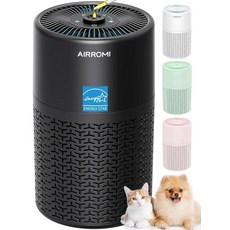 MOOKA HEPA 공기 청정기 가정용 반려동물용 연기 먼지 꽃가루 비듬 냄새를 위한 향기 스폰지 포함 수면 모드 야간 조명 타이머가 있는 소형 KJ067L (그레이), 블랙