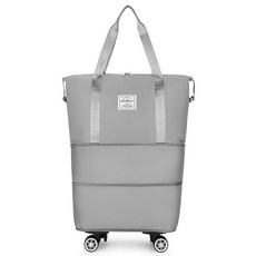 旅行包 行李袋 超大容量 健身包 手提包 登機包, 灰色,TE7丨無輪+【兩層可摺疊】, 1個