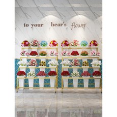 花店花架子組合階梯式可移動鮮花塑料花桶架輕奢鐵藝萬向輪展示架層架 置物架 花架, 一層3個三層黑色單架子,大