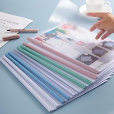 클리어 폴대파일 A4 투명 혼합색상 10매 서류 쫄대 문서정리, 단품