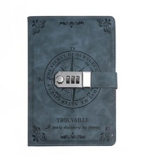 디루아 빈티지 비밀 일기장 자물쇠 다이어리 잠금 노트, 1개, 그레이블루