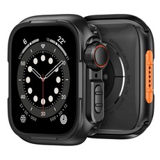 밴드톡 애플워치 호환 메탈 범퍼 케이스 S11/10/9/8/7/6/5/4 외관을 Ultra1/2/3 메탈 프레임 변신 드레스업 커버 44mm 45mm 46mm 49mm, 1개, 블랙/오렌지