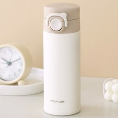 네오플램 원터치 보온병 보냉병 텀블러 어린이 물병 물통 350ml 아이보리, 1개