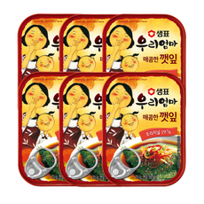 샘표 우리엄마 깻잎 매콤한맛, 6개, 70g