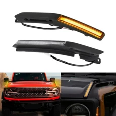 Ford Bronco 2021-2024 프론트 후드 커버 LED 핸들 라이트 트림 장식, 01 Black