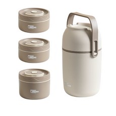 스타일닥터 스텐 보온도시락 직장인 학생 대용량 3단 분리형 도시락, 1개, 베이지