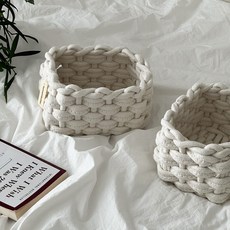 패브릭 바스켓 매듭 수납 정리 바구니, 너티바스켓_화이트, 1개