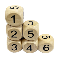 이음모음 나무 원목 숫자 주사위, 6개입
