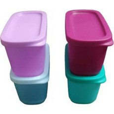 Tupperware Cubix Mini Rect 플라스틱 유틸리티 용기 250ml 4개 팩 (멀티컬러), 타파웨어 Tupperware Cubix Mini Rec
