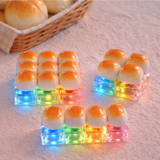 키캡하우스 LED 빵 키캡 말랑 감성 키링, 1개, 모닝빵 직선형 4구