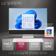 [당일발송+한컴증정] LG 일체형PC 27V70Q-GA70K, 화이트, 256GB, 16GB, WIN11 Home