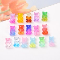 리리아트 유광 반짝 투톤 곰돌이 파츠 100개, 1개, 혼합