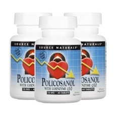 소스내추럴스 폴리코사놀 사탕수수추출물 10mg 60정 3개 코엔자임Q10 CoQ10