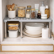 노베카 길이조절 공간활용 다용도 미니 선반, 1개, 그레이