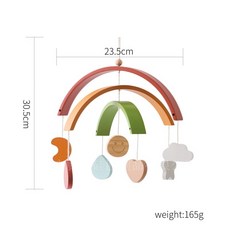 嬰幼兒安撫床鈴，彎曲彩虹星星月亮吊飾，懸掛式新生寶寶玩具, 彎曲彩虹床鈴, 1個