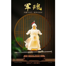 軍魂 戰魂 將軍盔甲擺件 德化陶瓷 附風雲戰劍 內置LED燈 家居裝飾, 商品主圖, 1個