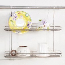 주방수납용품 일체형 2단 싱크선반 정리랙 벽선반 걸이선반