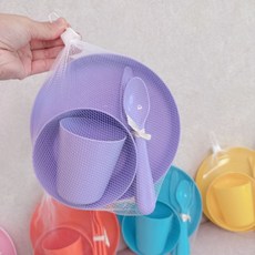 어린이집 생일 답례품 이케아 칼라스 유아식기 4종세트 계란망 포장 구디백 유치원 단체선물, 1세트, 그릇+접시+컵+식기도구3종, 라벤더