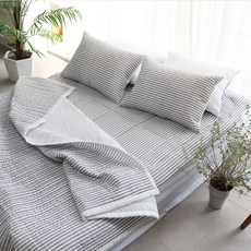더크린 아리엘 시어서커 누빔이불베개세트 Q그레이