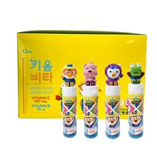 뽀로로 키움비타 15정x12개(1세트) 복숭아맛 비타민C 비타민D 어린이비타민 크롱 패티 루피 피규어, 12개