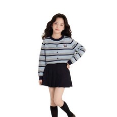 루비키즈 여아 주니어 봄 가을 간절기 스트라이프 라운드 가디건 D113