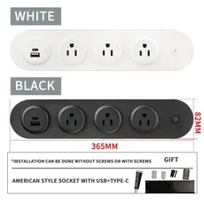 스위치 전원 콘센트가있는 벽걸이 형 데스크탑 소켓 주방 EU 미국 영국 표준 USB C 포트 4000W, 01 US-USB C, 02 black