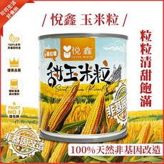 悅鑫 甜玉米粒罐頭 非基因改造，清甜飽滿, 1個