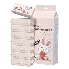 BOO ARR! 迷你便攜濕紙巾 RO過濾純水, 8套, 兔子濕巾【8套/組】, 8片, 35g
