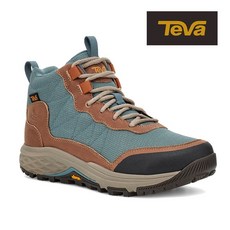 TEVA Ridgeview Mid 女高筒戶外登山鞋/休閒鞋，耐磨防滑，透氣舒適，棕褐色/鋼藍色