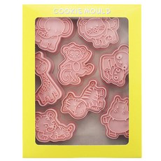 Mian Xiao Xin 비스킷 몰드 DIY 3D 입체 홈베이킹 도구 아이싱 쿠키스탬프 8종 세트 MX001, 숲속 동물, 1개