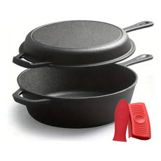 DIE CAST IRON POT托尔斯小幸福鑄鐵鍋 SGS認證美國平底煎肉鍋 電磁爐適用烤地瓜鍋 雙用26Cm長柄鍋, 1個, 微粗糙/雙用26Cm長柄鍋