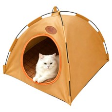 Funny Home 고양이 옥스퍼드 텐트형 하우스, 라이트 오렌지, 1개