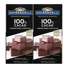 GHIRARDELLI 프리미엄 100% 카카오 무가당 초콜릿 베이킹 바 113.5g 2개, 3세트, 227g