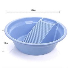 防滑搓衣板 洗衣板 家用加厚帶搓板洗衣盆搓衣板塑料特大號折疊一體防滑洗衣板搓塑料洗衣搓, 一體不折疊藍色小號（直接43cm）, 1個