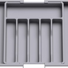 銀器餐具收納盒 可調節收縮抽屜整理架, 灰色, 1個